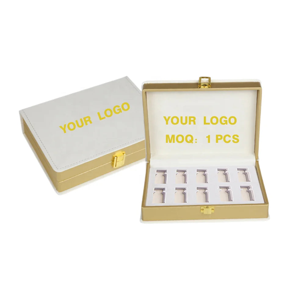 Factory Skin Care Leather Packaging Box  Packaging Gift Box Serum 5ML 10ML Ampoule Box Packaging With Golden Buckle Closure