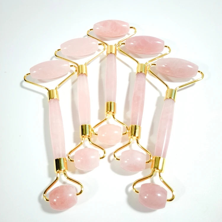 DIY 100% Real Natural Little Rose Quartz Jade Anti Aging Face Roller Massager for Neck Slimming Beauty Facial Roller