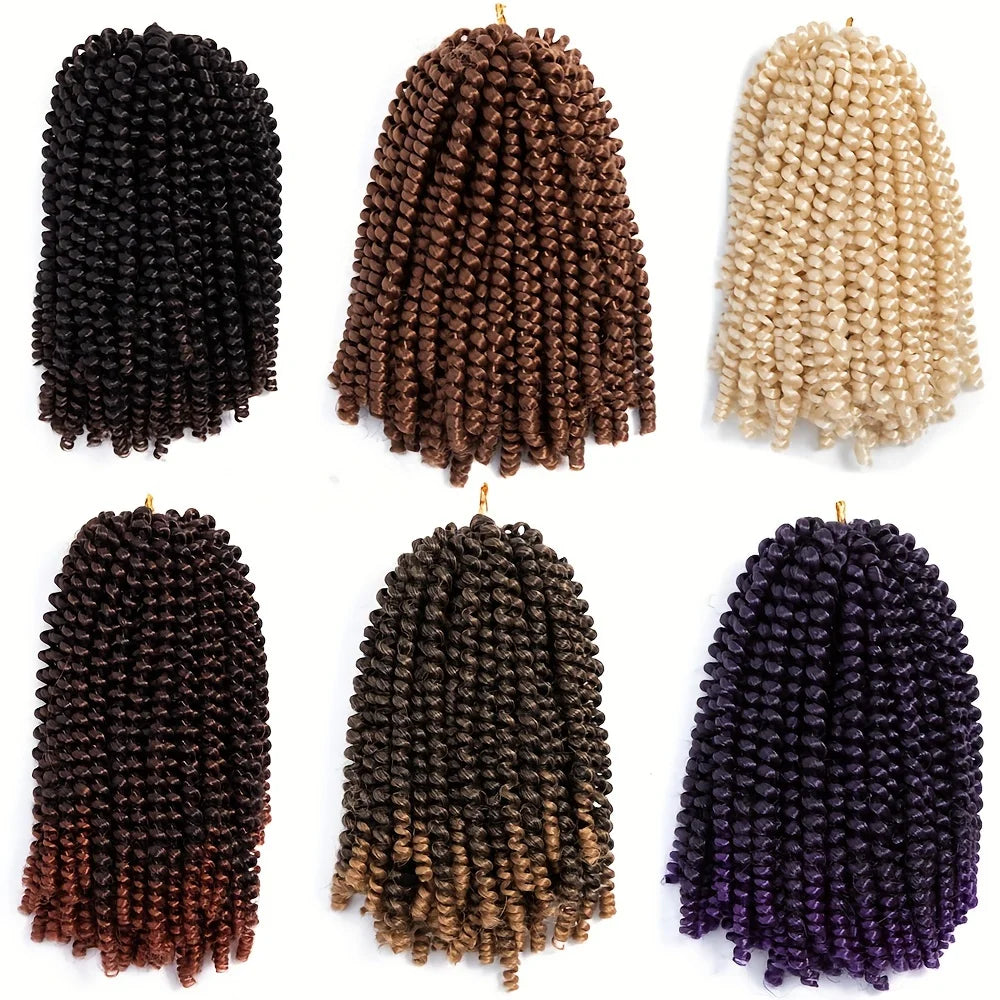 8inch Spring Twist Crochet Hair  for Butterfly Locs Soft Locs Bomb Twist Short Fluffy Crochet Braids Hair