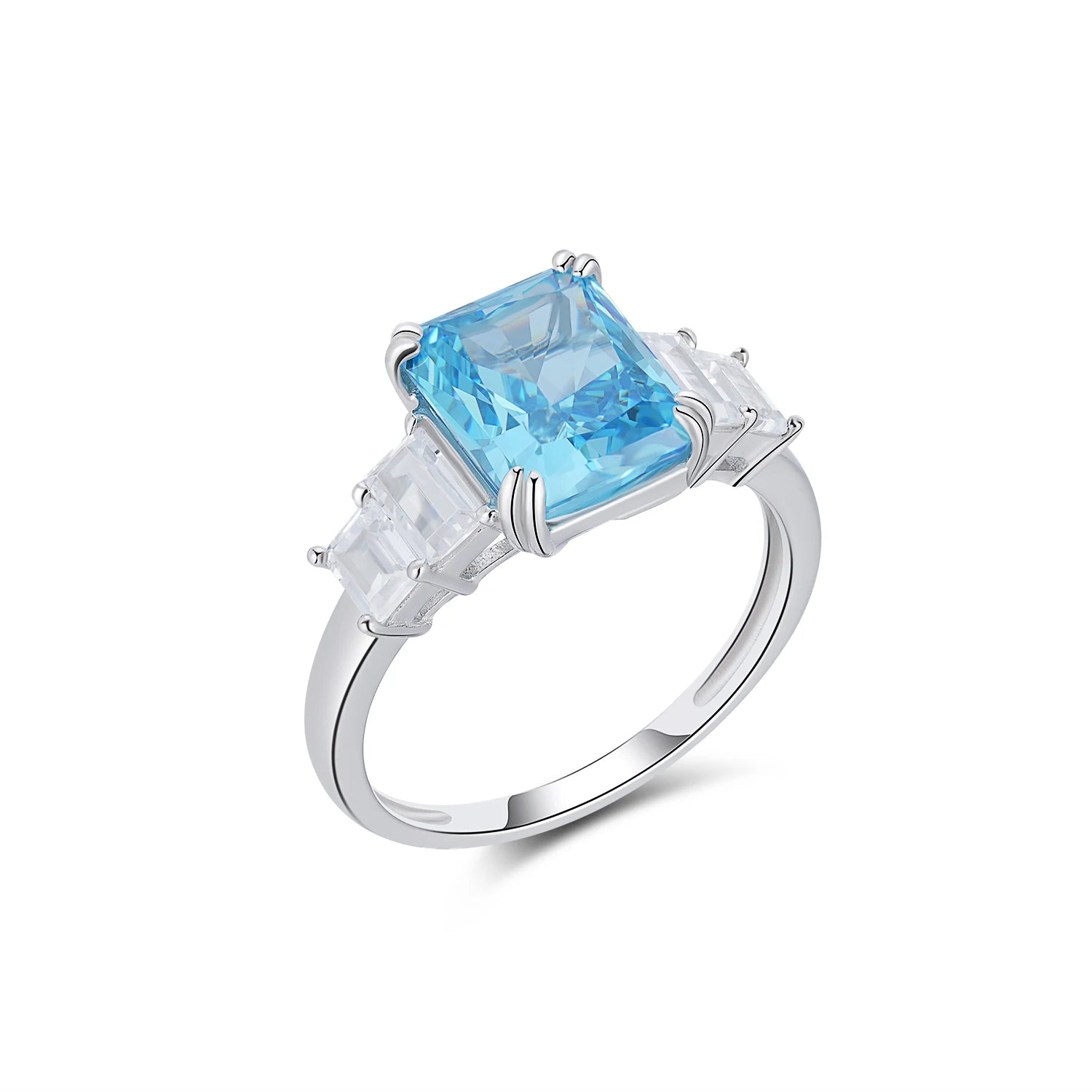 YBO 7CT Radiant Cut Cubic Zirconia High Carbon Diamond 925 Sterling Silver Wedding Gemstone Rings Fashion Jewelry