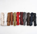 Custom Brand Premium 6mm Width Flat Waxed Leather and Cotton Shoelaces with Transparent Plastic Tips Customizable Length
