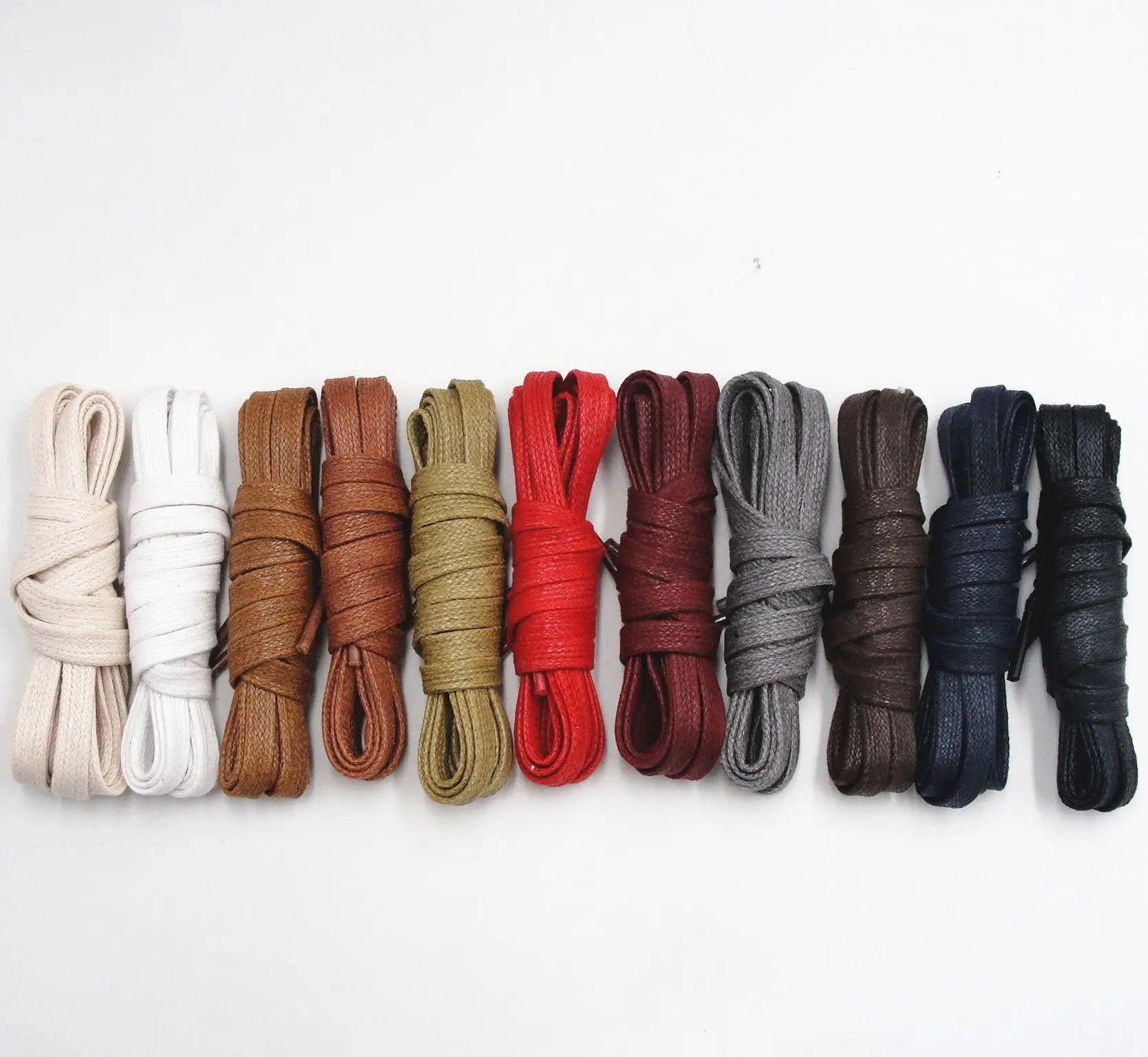 Custom Brand Premium 6mm Width Flat Waxed Leather and Cotton Shoelaces with Transparent Plastic Tips Customizable Length