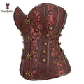 Front Closure Chain Brocade Corselet Brown Retro Punk Corset With Rope Plus Size S to XXXXXXL Waist Training Bustier
