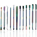 12 Style Rainbow Stainless Steel Nail Cuticle Pusher Tweezer Nail Art Files UV Gel Polish Remove Manicure Cuticle Pusher