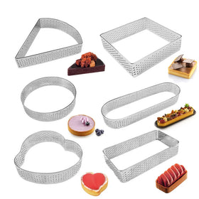 Tart Ring Stainless Steel 304 Perforated Non Stick Round Heart Square Oval Shape Dessert Mousse Ring