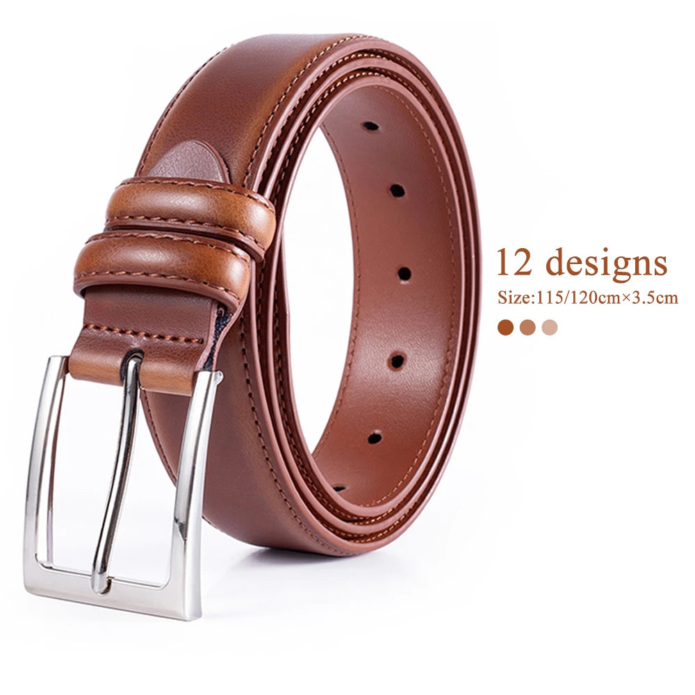 2022 New Tailor Smith BLT-005 Genuine Leather Belts for Men Zinc Alloy Buckle 3.5cm Width Black & Brown 115-120cm Length