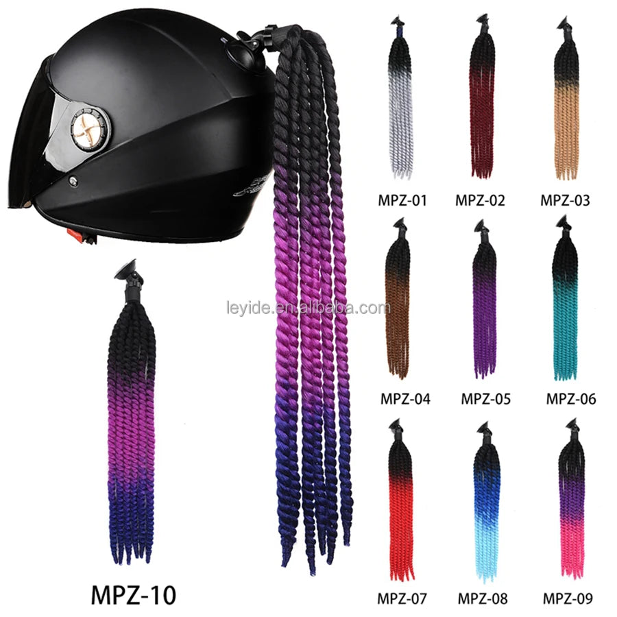 AliLeader Motorcycle Personality Fashion Decoration Helmet Dirty Braid Wig Ponytail
