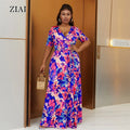 Short Sleeve Dress Casual Floral Swing Dress Bohemian Beach Plus Size Women's Dress Summer