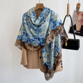 Wholesale Fashion 135*135cm Large Size Flower Cotton square Scarf for Muslim Women Elegant Floral Printed Head Wrap Hijabs Shawl
