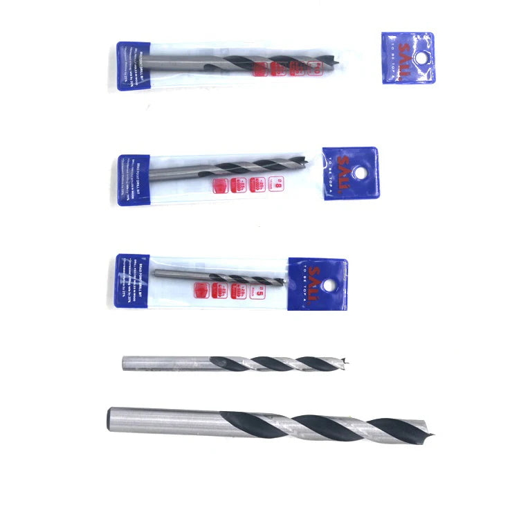SALI C45 Carbon Steel Brad Point Drill Bit with Straight Round Shank for Wood Drilling Custom Sizes Available