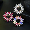 Jachon Luxury Design Flower Shaped Brooches Gift for Women Colorful Crystal Shiny Rhinestones Scarf Ring Clips