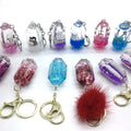 Fashionable Liquid Keychains Custom Acrylic Floating Keychain Water Glitter Keyring with Moving Small Animals Inside