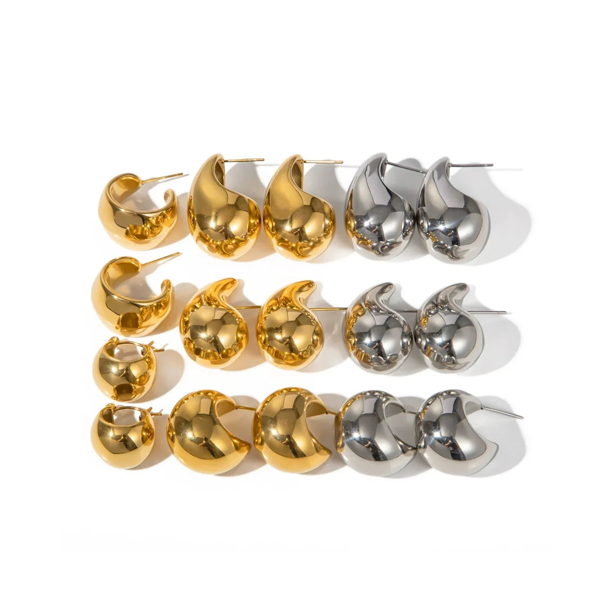 HP Fashionable Water Drop Earrings Stainless Steel Jewelry Earrings 18K Gold Plated Water Drop Stud Earrings