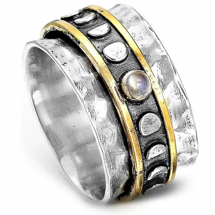Huitan Wholesale Vintage Two Tone Silver Gold Color Rings Punk Finger Rings Rock Party Gifts for Women and Men