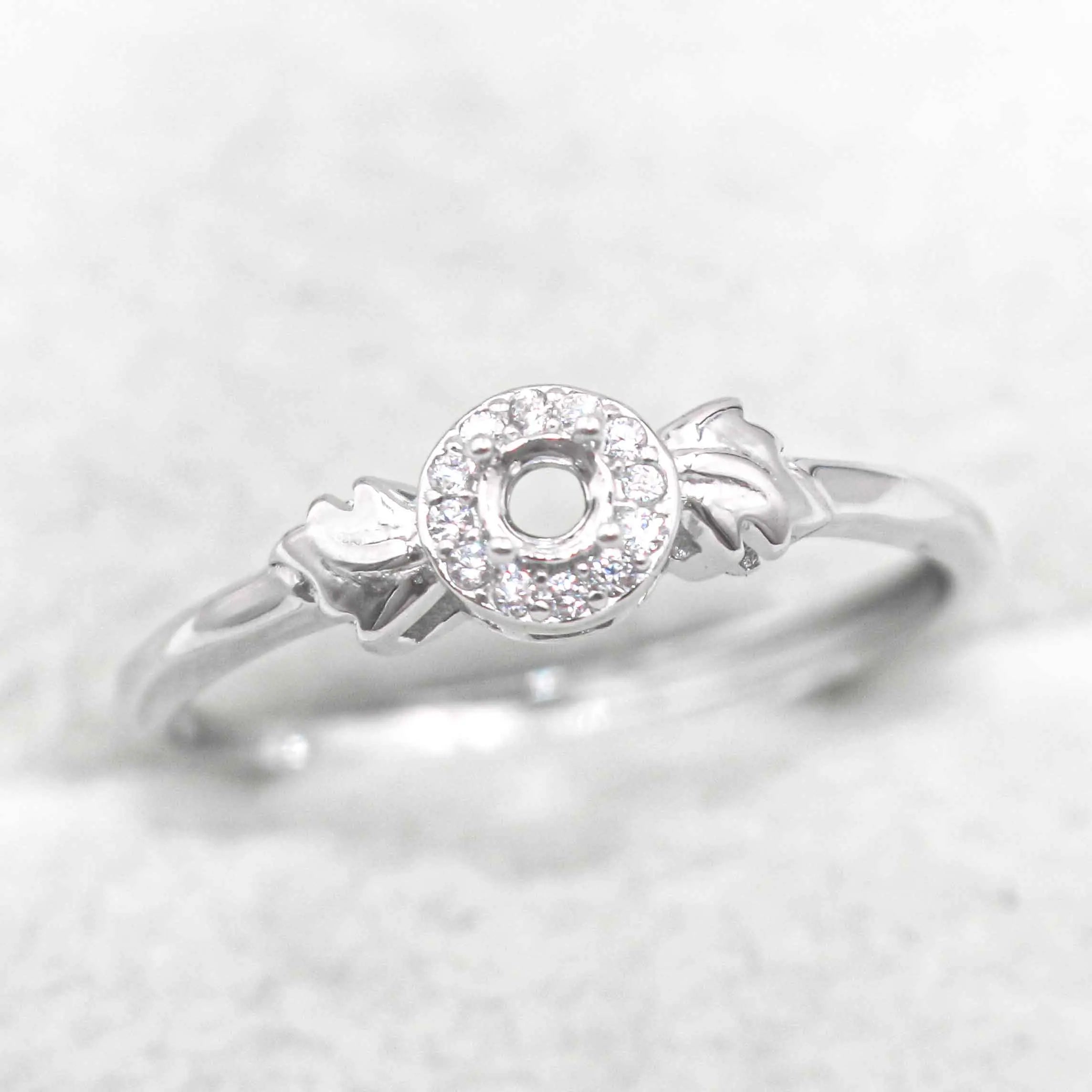 Sterling Silver 3*3mm Semi Mount Ring Empty Frame Blank Support Claw Setting S925 Base Holder Without Center Stone for DIY Inlay