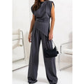 Women Casual Y2K Autumn Tracksuit Two Piece Set Ruched Streetwear Sleeveless Tops High Waisted Sexy Pants Solid