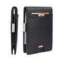 Brand Designer Carbon Fiber Card Holder Men Minimalist Front Pocket Money Clip RFID Blocking Card Holder Wallet Leather Men