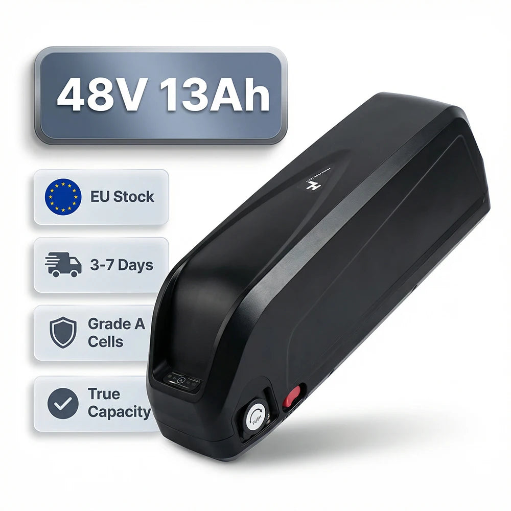 DE Stock 48V 13Ah Lithium-ion Electric Bike Battery 2600mAh Cells with 30A BMS and XT60 Connector