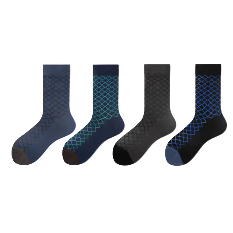 Thin Silk Sheer Socks Wholesale Promotion Black Gray Color Argyle Plaid Business Nylon Socks