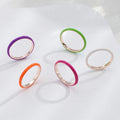 2023 Women Girls Y2k Fashionable Summer Size 6 Silver Plated Alloy Simple Thin Solid Color Red Enamel Stackable Rings Jewely