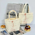 Everyday Essential Simple Print Design Spacious Beige Cotton Tote Bag Large Capacity Shopper Tote