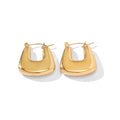 18k Gold Plated Stainless Steel Minimalist U Shape Statement Hollow Geometric Daily  Hoop Earring