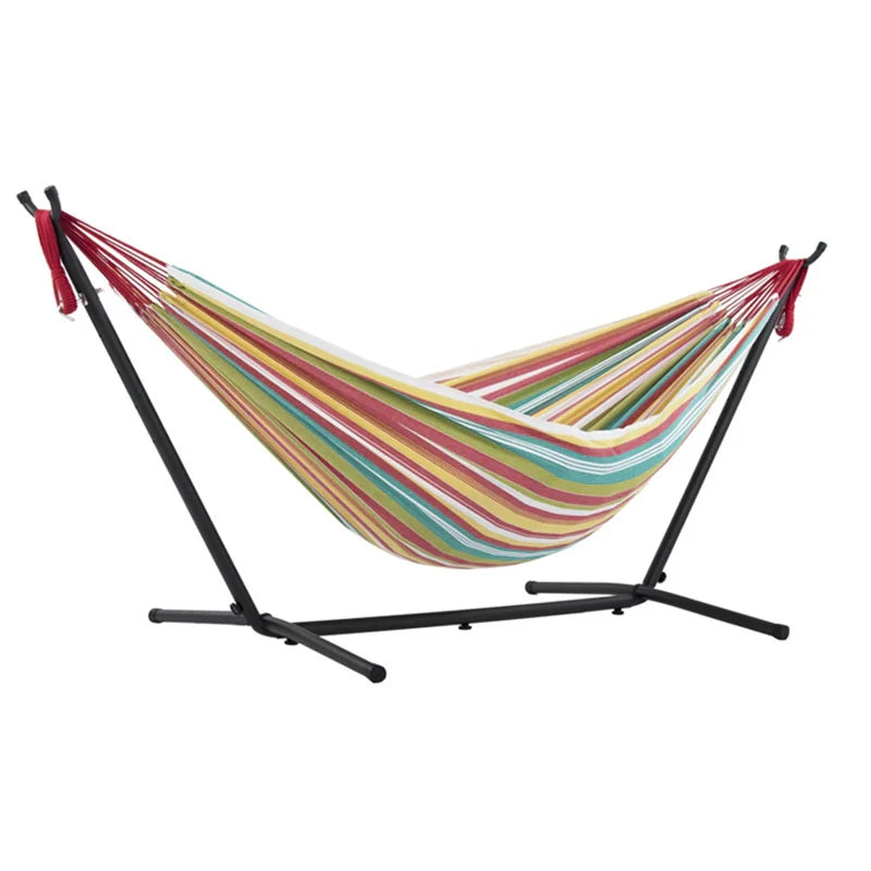 Free Standing Hammock Chair Two Person Hammock Stand Camping Swinging Chair Outdoor Hanging Bed Canvas