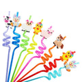Barnyard Farm Birthday Party Supplies Gift Favors Chicken Sheep Horse Cow Pig Reusable Farm Animal Plastic Straws
