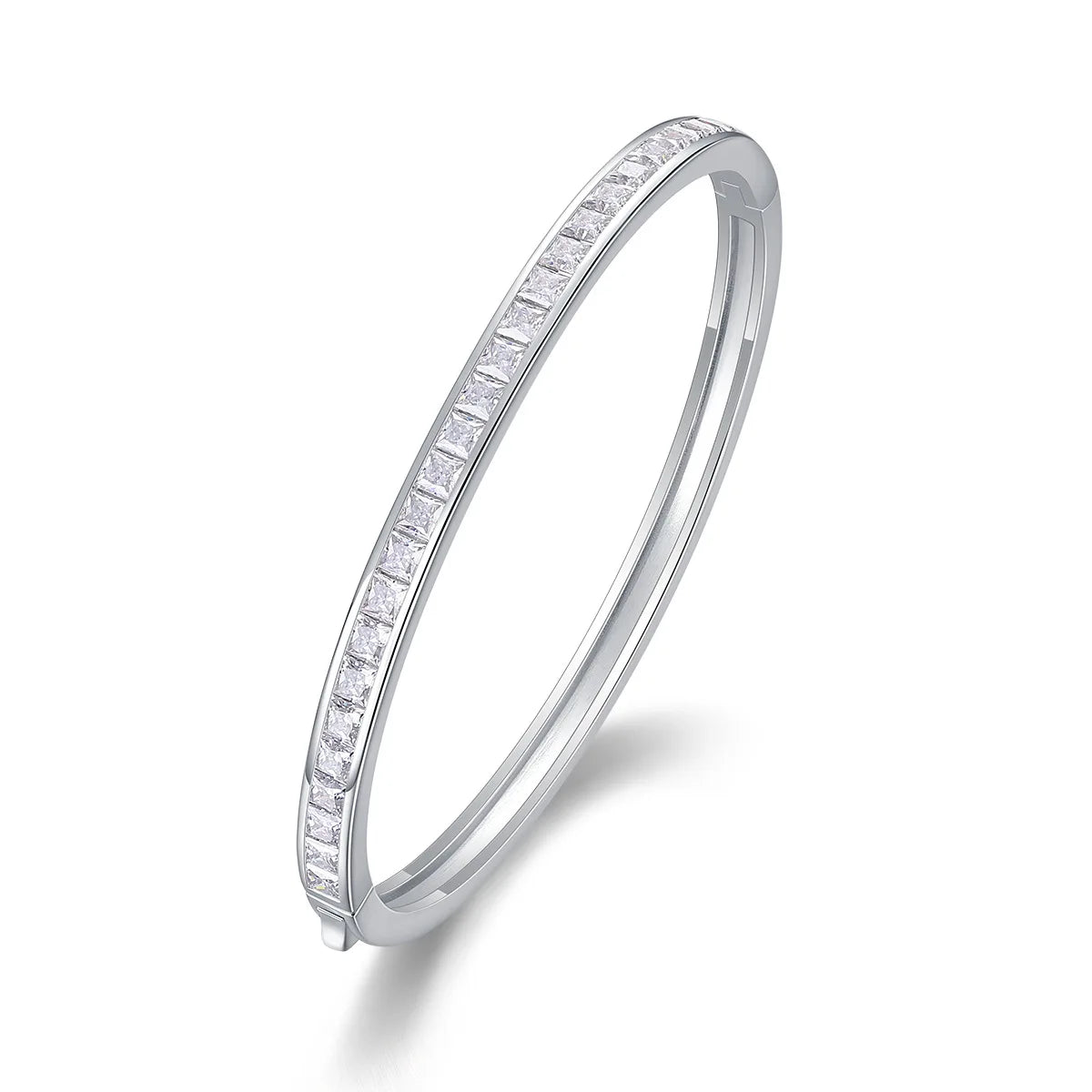 Silver 925 Original Total 5 Ct Brilliant Princess Cut Diamond Test Past Micro D Color Moissanite Bangle for Wedding Fine Jewelry