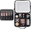 Makeup Case Travel PU Leather Makeup Bag Organizer Portable Artist Storage Bag with Adjustable Dividers and Detachable Mirror