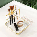 New Design Nordic Style Marble Napkin Holder Tray Gold Jewelry Make up Brush Storage Holder Organizer Stand