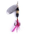 Wholesale SP113 8.7cm 18g Artificial Metal Spinner Baits Spoon Fishing Lures with Feather Hook