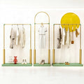 Hot Sale Floor Stand Clothes Hanger Metal Golden Clothes Hanging Rack  Stainless Steel Display Shelves for Shop