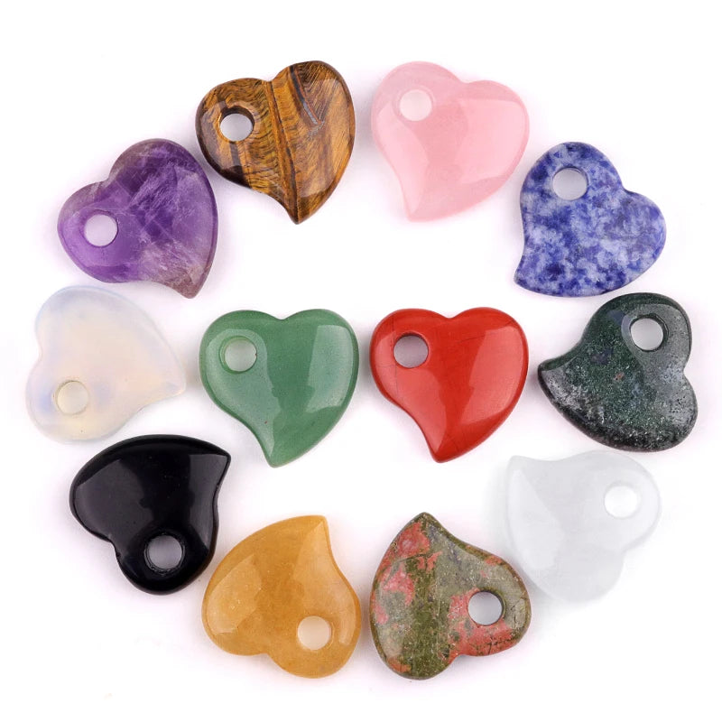 Fashion Gemstone 30MM Heart Shape Multi-Color Natural Stone Pendant Crystals Designer Jewelry for Keychain Necklace Make Gift