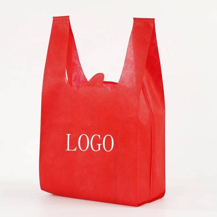 Wholesale Biodegradable Eco Friendly Reusable Non Woven Degradable Grocery T-shirt Bag for Supermarket