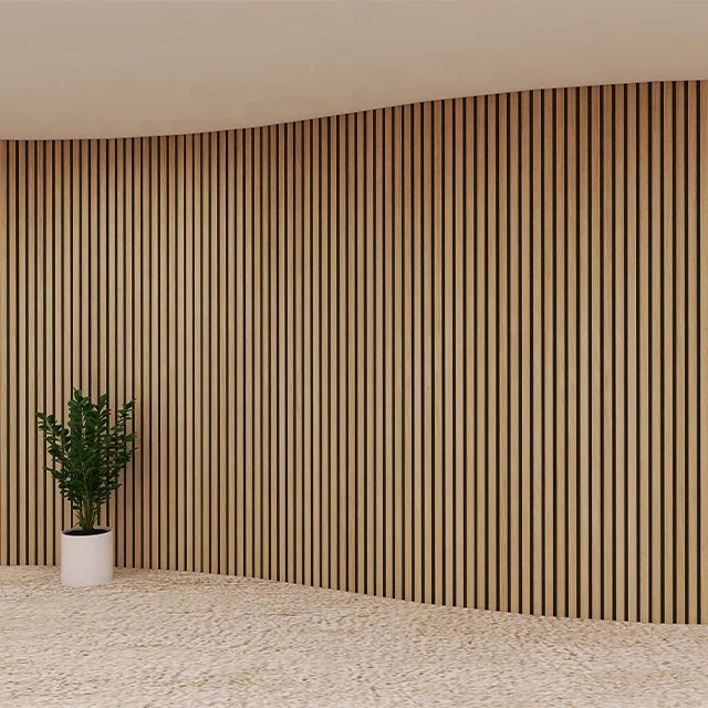 New Trend Acoustic Wood Panel Acoustic Foam Panels Soundproofing for Hotel 3d Model Design Wall Panels