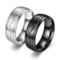 Anillos De Hombre Acero Inoxidable New Arrival European and American Striped Minimalist Couple Black Stainless Steel Men Ring