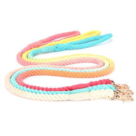 Adjustable Nylon Dog Leash Collar Set Quick Release Braided Paracord Cute Solid Pattern with Reflective Feature Cotton Hemp Rope
