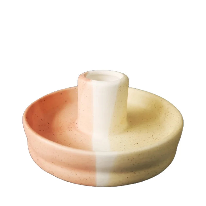 Low MOQ Creative Ceramic Candlestick Holder Porcelain Speckled Matt Home Decoration Candle Holders
