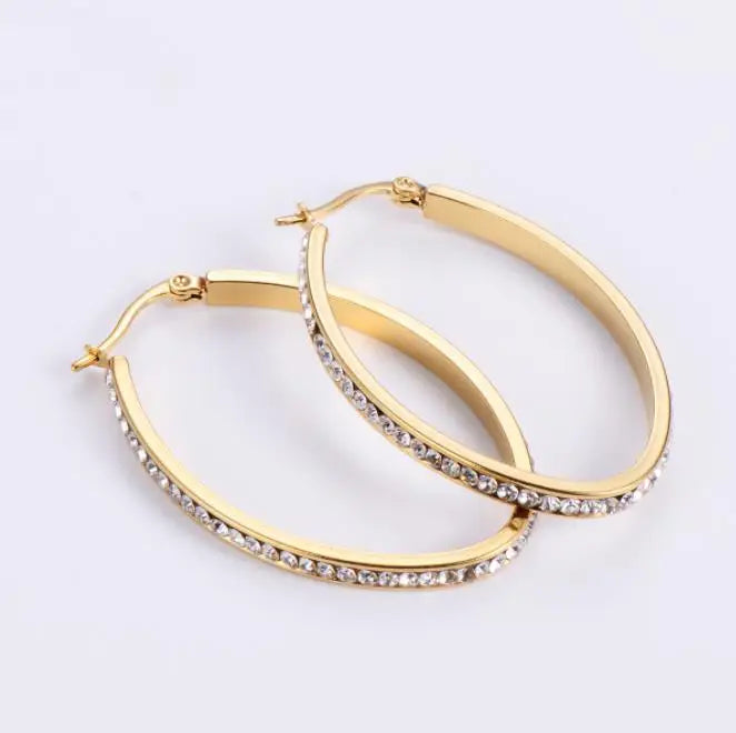 European Fashion Earring Crescent Smooth Earrings Stainless Steel Female Jewelry