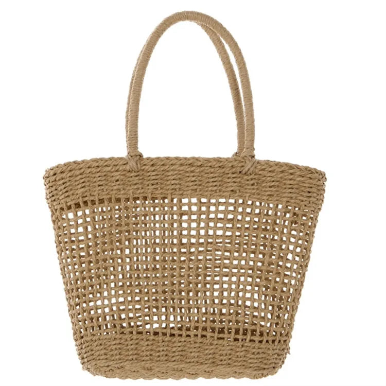 Custom Eco Friendly Mesh Beach Straw Bags Summer 2020 Women