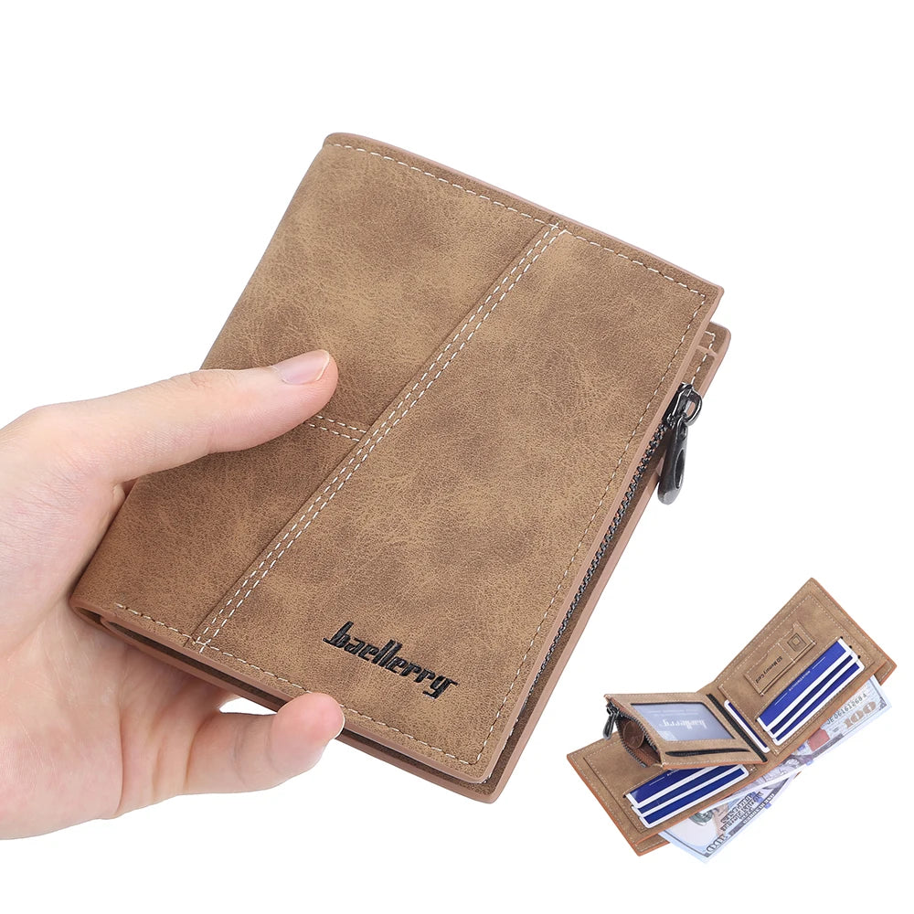 Baellerry 2022 New Stitching  PU Leather Short Vertical Section Zipper Card Wallet for MenMale Thin Coin Purse Card Holder Case