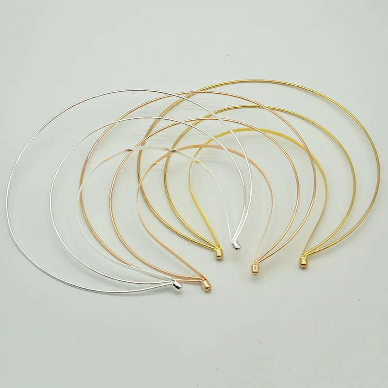 Three Layers Goddess Aura Hairbands Big Plain Metal Wire Headbands Hair Hoops with Smooth Cap Ends for DIY Bridal Tiara Crowns
