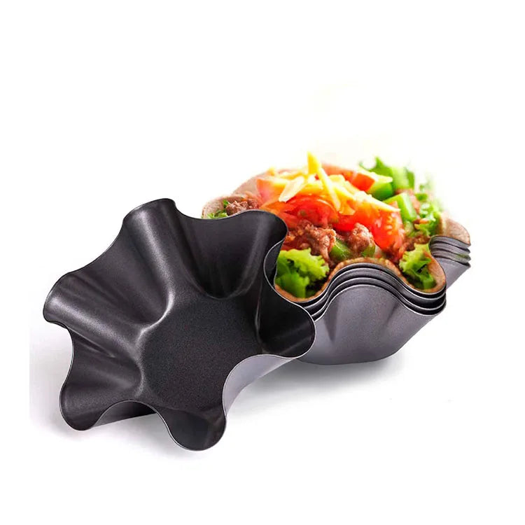 Non Stick Carbon Steel Fluted Tortilla Shell Pans Pan Cake Salad Bowl Makers Pan Baking Molds for Kitchen