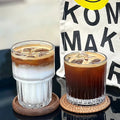 Seaygift Vintage Vertical Stripe American Iced Coffee Cup Home Bar Wine Whiskey Cup Clear Cold Juice Milk Latte Glass Mug