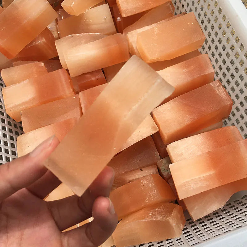 Natural Orange Selenite Stick Healing Raw Selenite Wand Healing Crystal Stick for Decoration