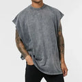 Wholesale Custom Acid Wash Tank Tops for Men Unisex Sporty Street Style Singlet Stringer Customizable Men's Singlet