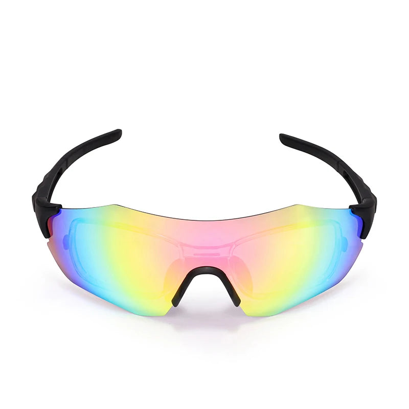 HUBO HB-507 Frameless Sports Sunglasses Interchangeable Lenses Polarized UV Protection Blue/White/Gold Lightweight Durable for