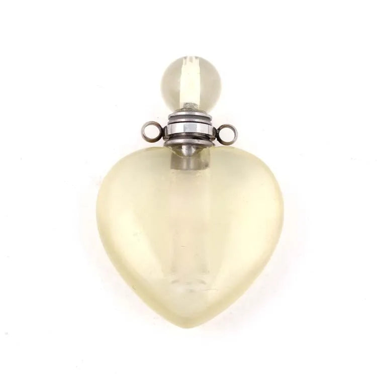 Hongzhuo Citrine Gemstone Silver Plated Heart Shape Perfume Bottle Pendant for Necklaces Healing Crystals Jewelry