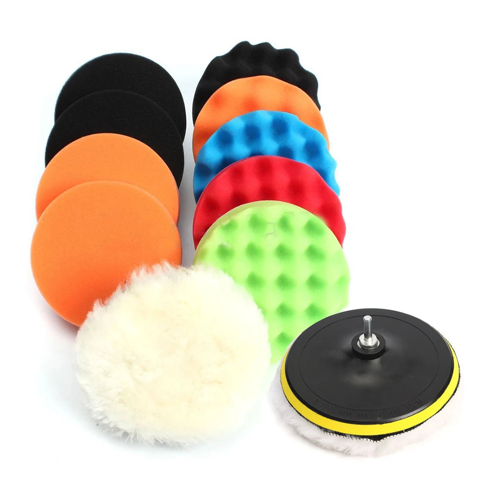 11Pcs 3"  Car Wheel Buffing Pads Sponge Polishing Pads Kit OEM Buffing Set  for Drill Use